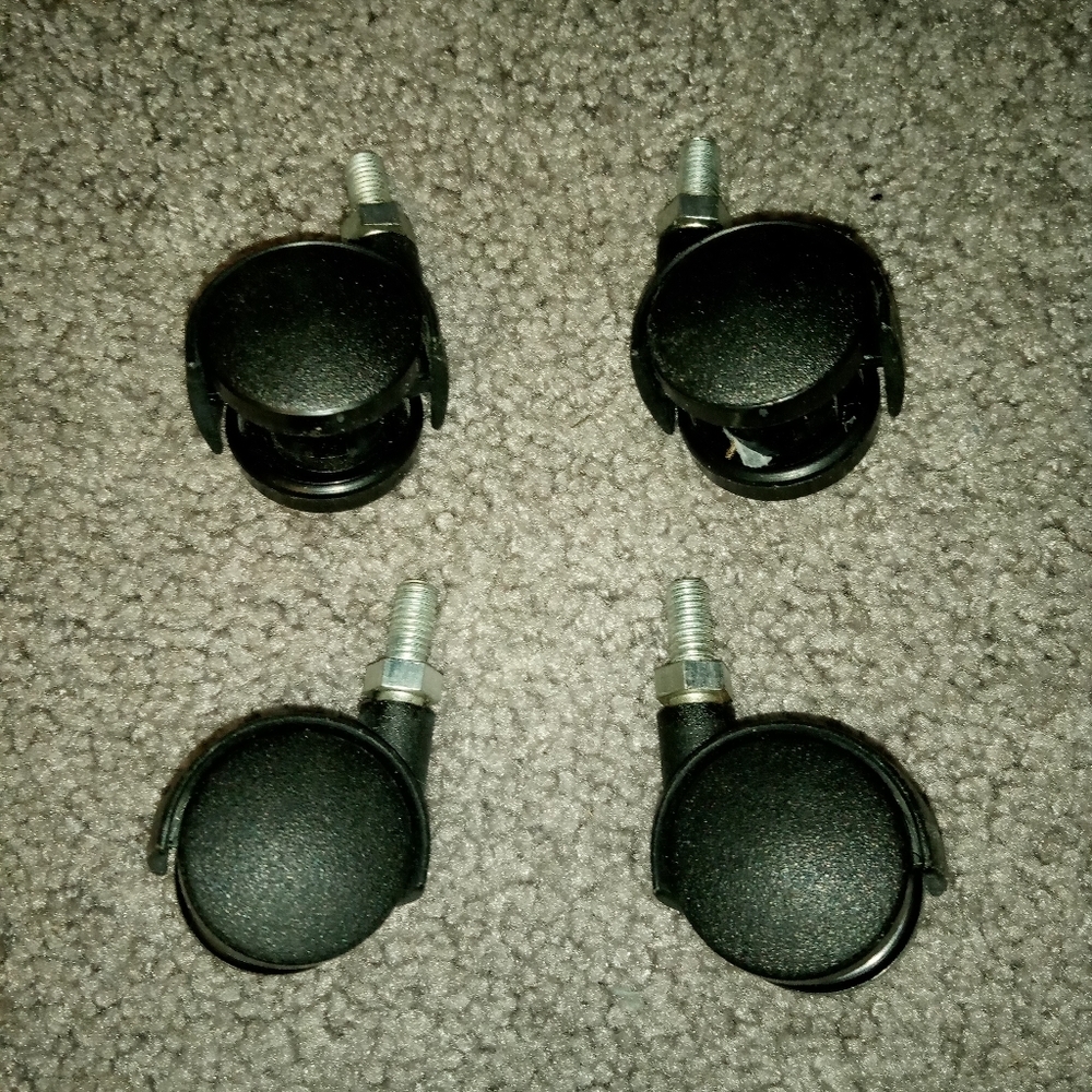 Vintage Office Chair Cart Castors Rolling Wheels Black 4-pc Set Y2K, Like New